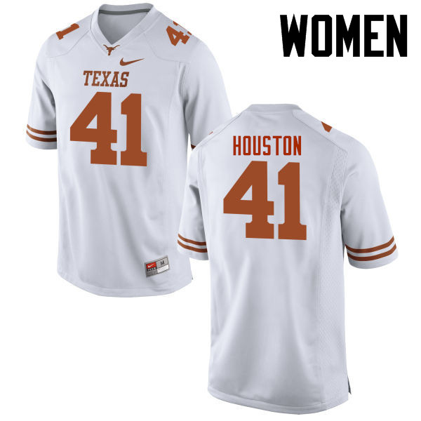 Women #41 Tristian Houston Texas Longhorns College Football Jerseys-White